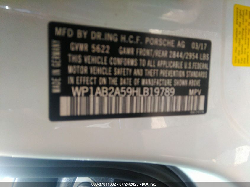 2017 PORSCHE MACAN S - WP1AB2A59HLB19789