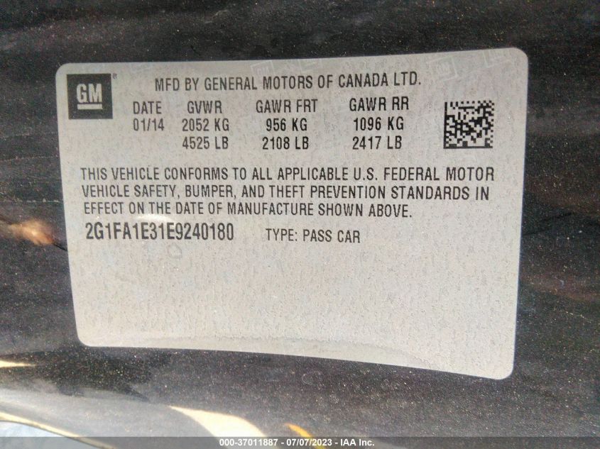 2014 CHEVROLET CAMARO LS - 2G1FA1E31E9240180