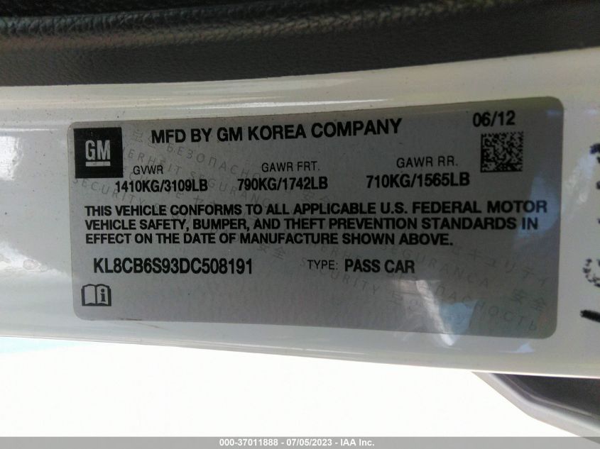 2013 CHEVROLET SPARK LS - KL8CB6S93DC508191