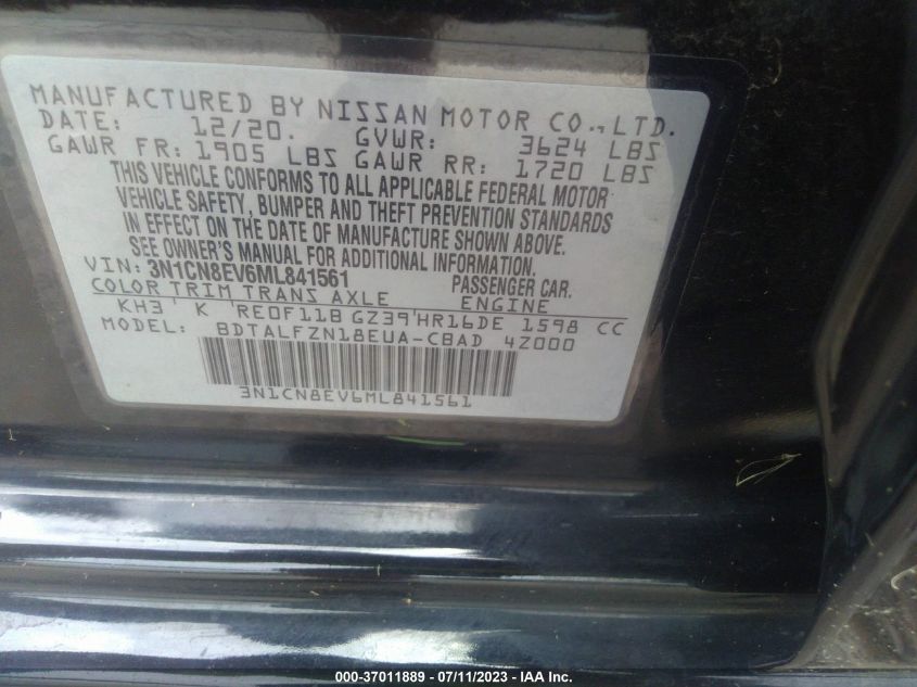 2021 NISSAN VERSA SV - 3N1CN8EV6ML841561
