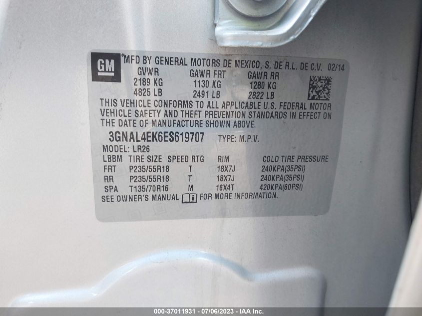 2014 CHEVROLET CAPTIVA SPORT FLEET LTZ - 3GNAL4EK6ES619707