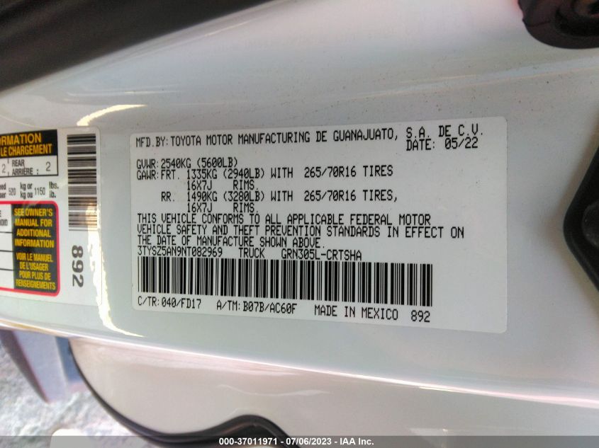 2022 TOYOTA TACOMA TRD OFF ROAD - 3TYSZ5AN9NT082969