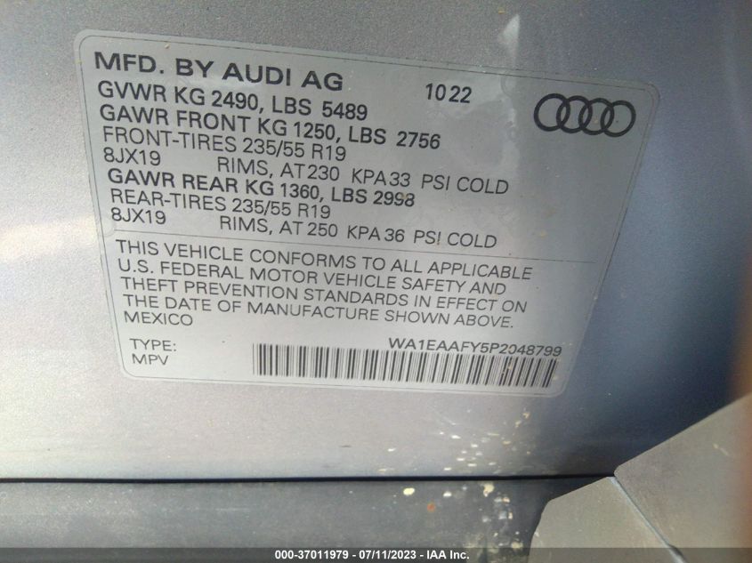 2023 AUDI Q5 PREMIUM PLUS 45 - WA1EAAFY5P2048799