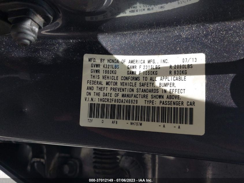 2013 HONDA ACCORD SDN EX-L - 1HGCR2F89DA246929