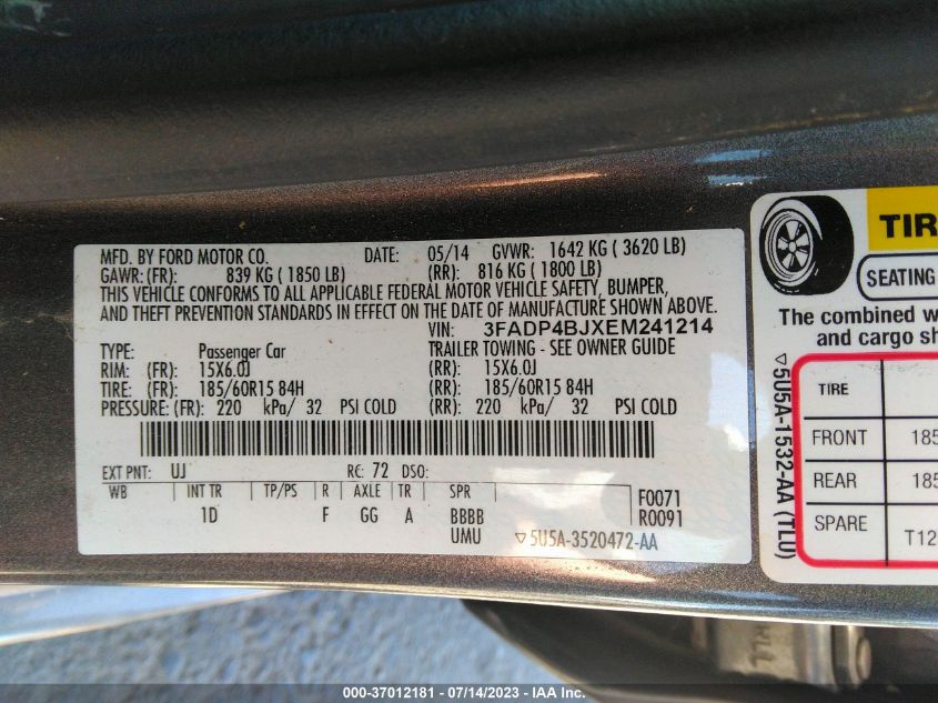 2014 FORD FIESTA SE - 3FADP4BJXEM241214