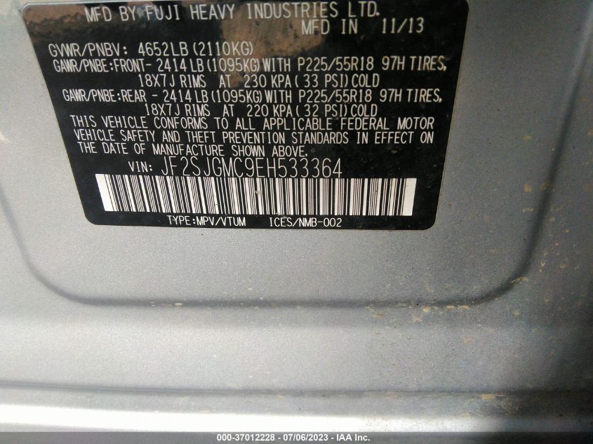 2014 SUBARU FORESTER 2.0XT TOURING - JF2SJGMC9EH533364