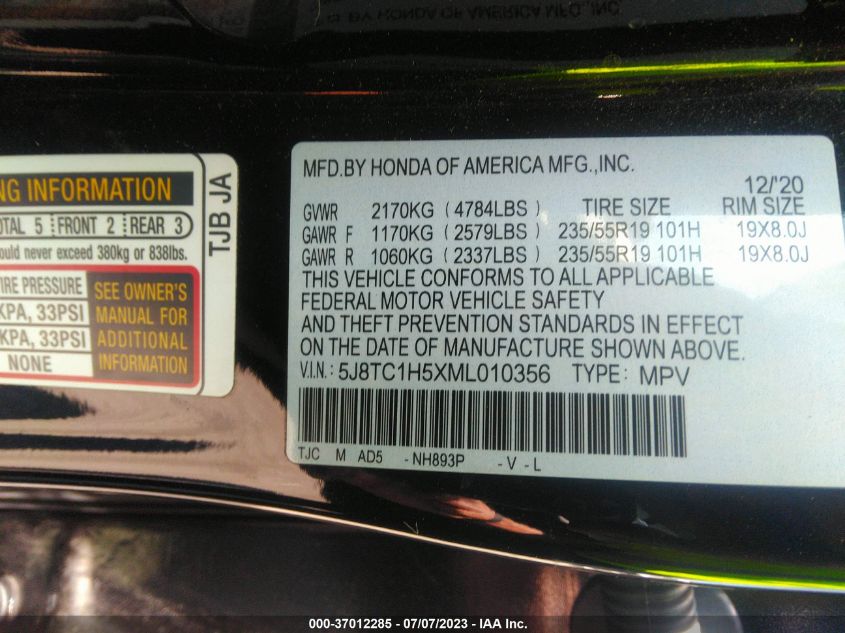 2021 ACURA RDX W/TECHNOLOGY PACKAGE - 5J8TC1H5XML010356