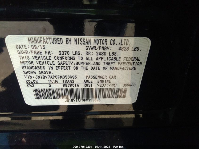 2015 INFINITI Q50 PREMIUM - JN1BV7AP0FM353695