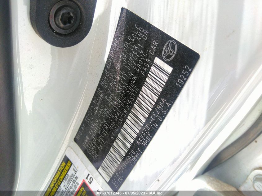 2022 TOYOTA CAMRY LE - 4T1C11AK8NU055016