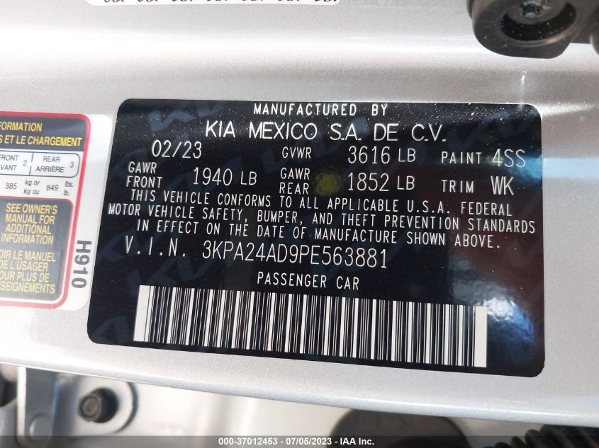 2023 KIA RIO S - 3KPA24AD9PE563881