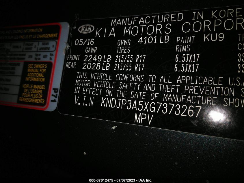2016 KIA SOUL + - KNDJP3A5XG7373267