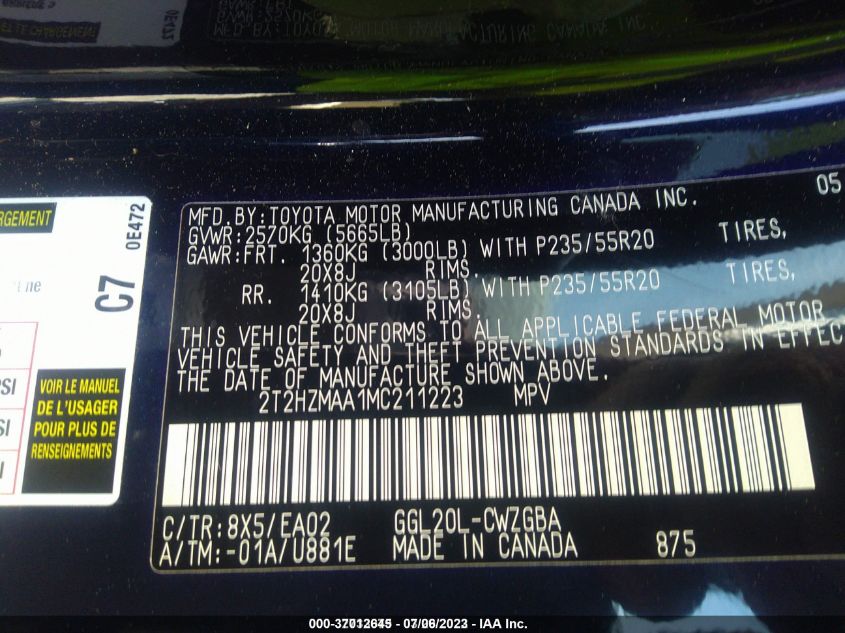 2021 LEXUS RX - 2T2HZMAA1MC211223