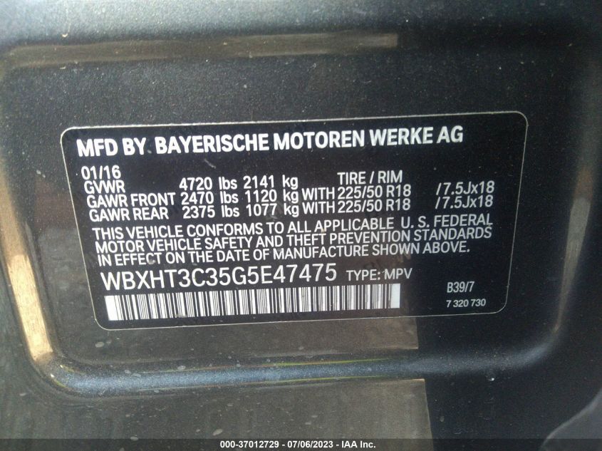 2016 BMW X1 XDRIVE28I - WBXHT3C35G5E47475