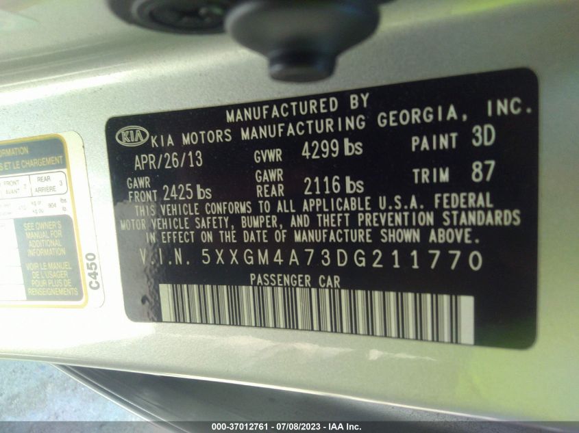 2013 KIA OPTIMA LX - 5XXGM4A73DG211770