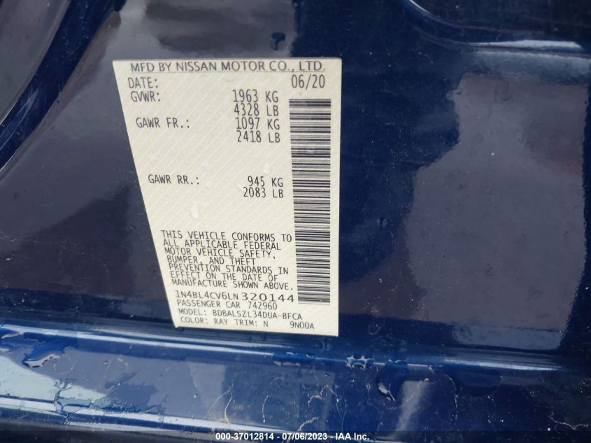 2020 NISSAN ALTIMA 2.5 SR - 1N4BL4CV6LN320144