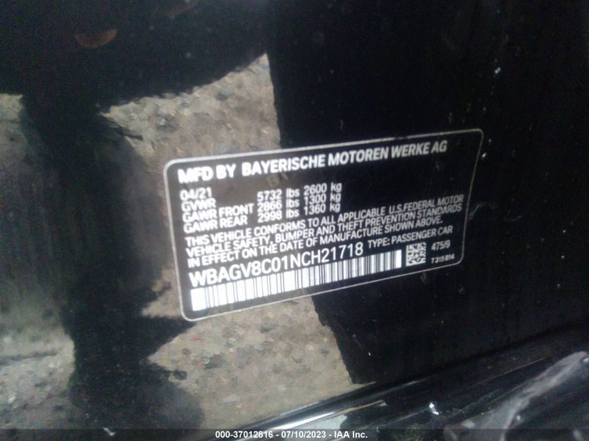 2022 BMW 8 SERIES M850I - WBAGV8C01NCH21718