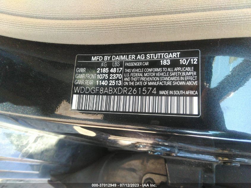 2013 MERCEDES-BENZ C-CLASS C 300 - WDDGF8ABXDR261574