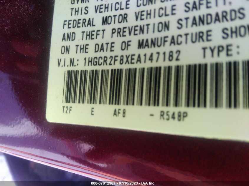 2014 HONDA ACCORD SEDAN EX-L - 1HGCR2F8XEA147182