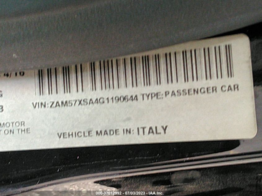 2016 MASERATI GHIBLI ZAM57XSA4G1190644