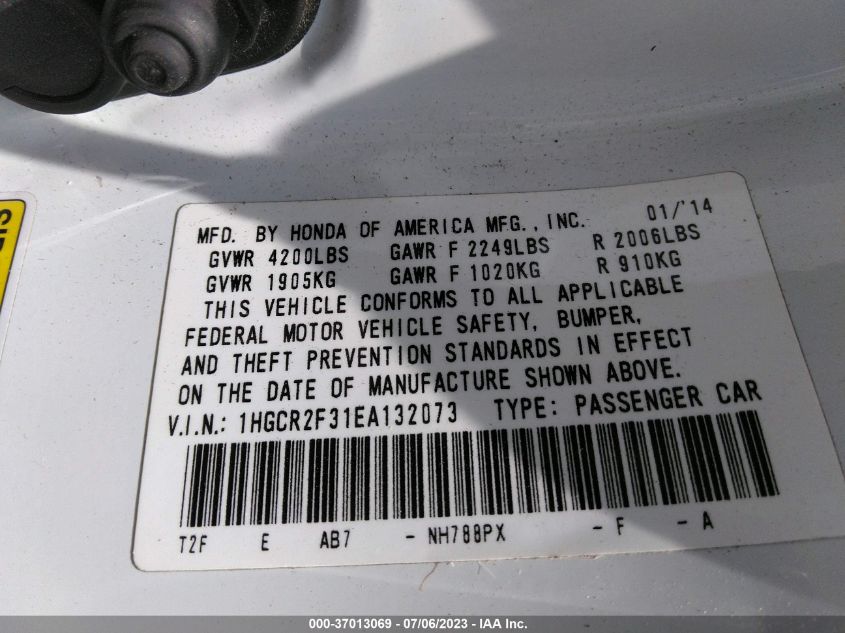 2014 HONDA ACCORD LX - 01HGCR2F31EA13207