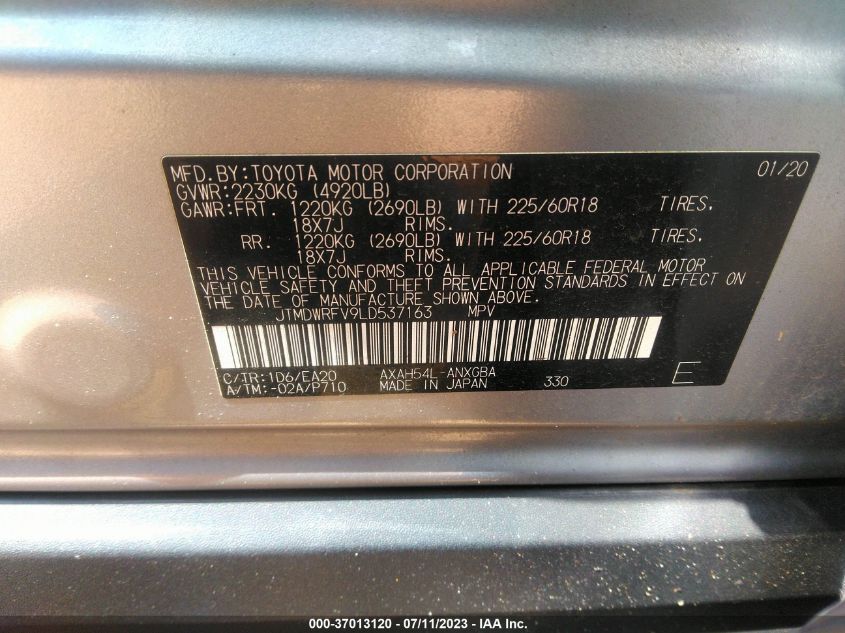 2020 TOYOTA RAV4 HYBRID LIMITED - JTMDWRFV9LD537163