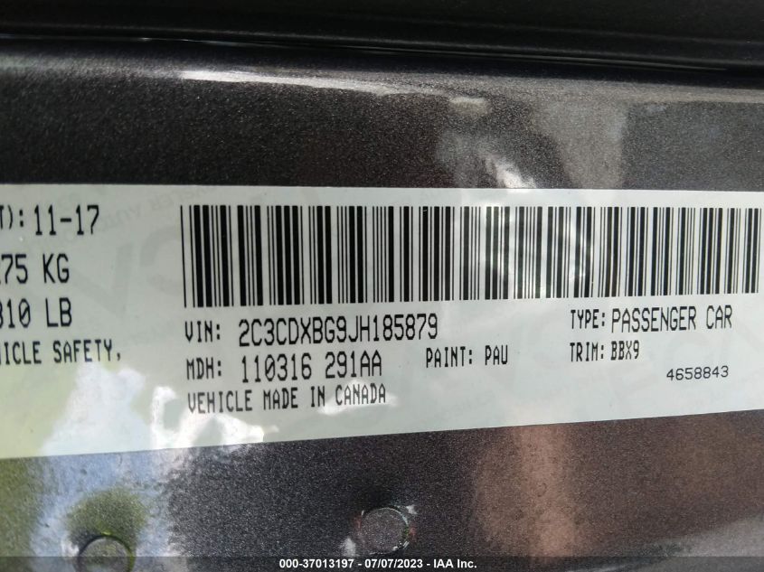 2018 DODGE CHARGER SXT - 2C3CDXBG9JH185879