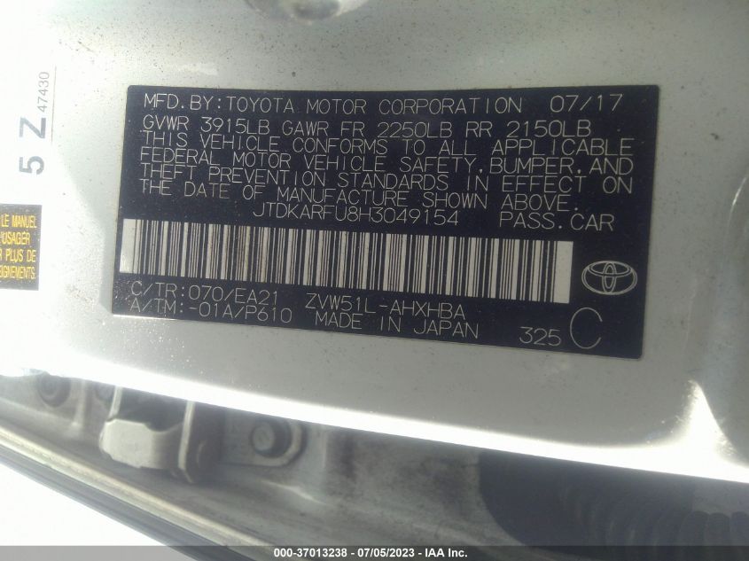 2017 TOYOTA PRIUS TWO/TWO ECO/THREE - JTDKARFU8H3049154