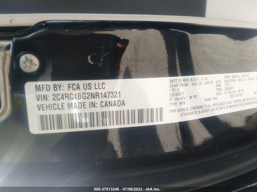 2022 CHRYSLER PACIFICA TOURING L - 2C4RC1BG2NR147321