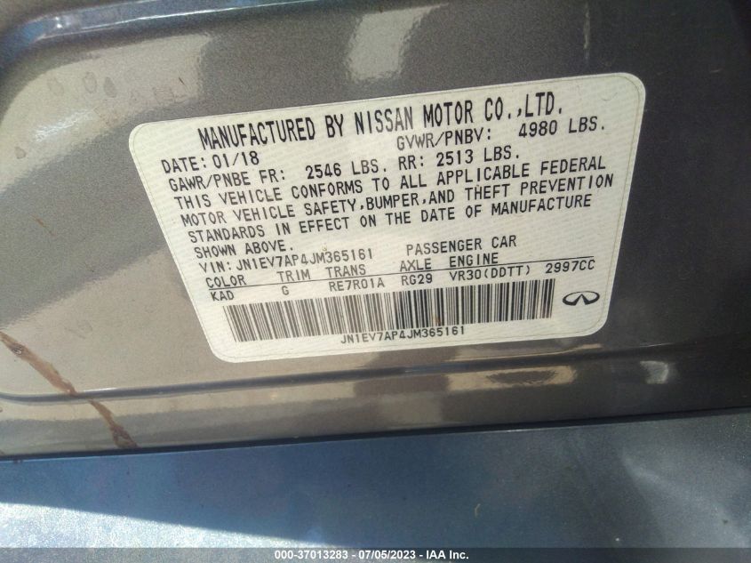 2018 INFINITI Q50 3.0T LUXE - JN1EV7AP4JM365161
