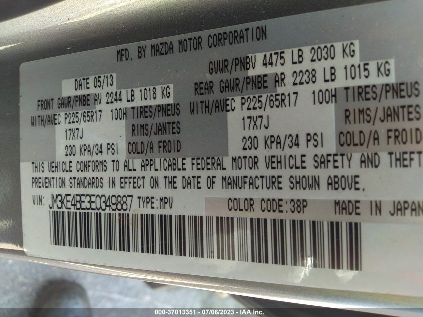 2014 MAZDA CX-5 SPORT - JM3KE4BE3E0349887