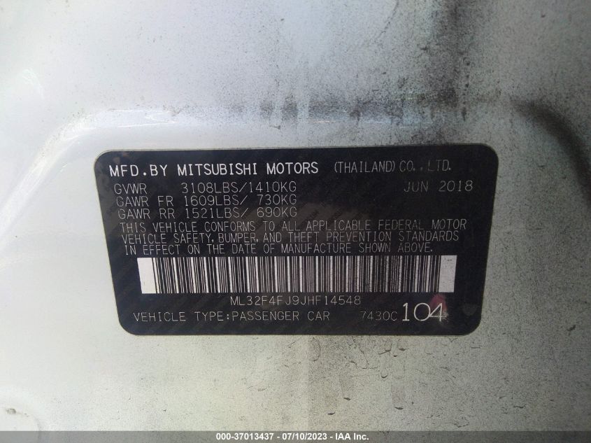 2018 MITSUBISHI MIRAGE G4 SE - ML32F4FJ9JHF14548
