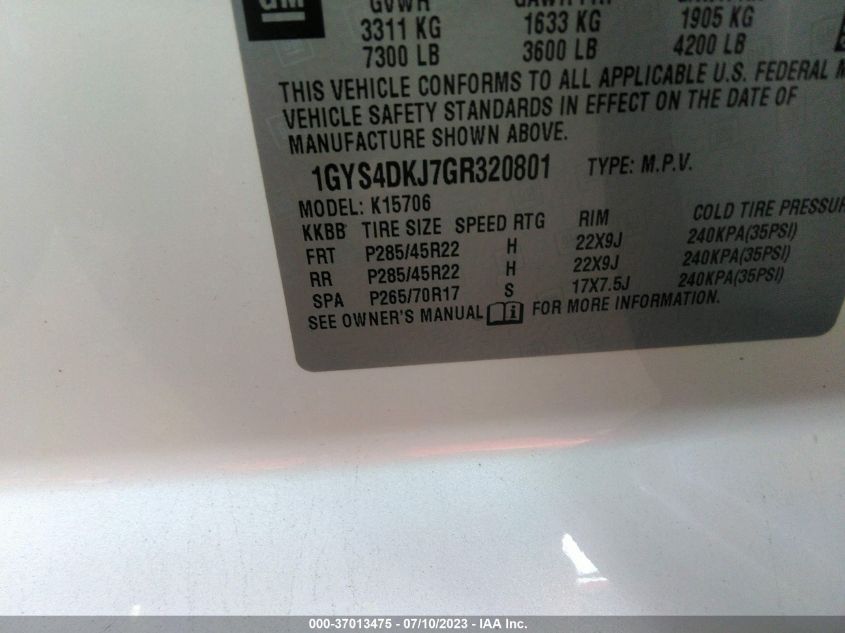 2016 CADILLAC ESCALADE PLATINUM - 1GYS4DKJ7GR320801