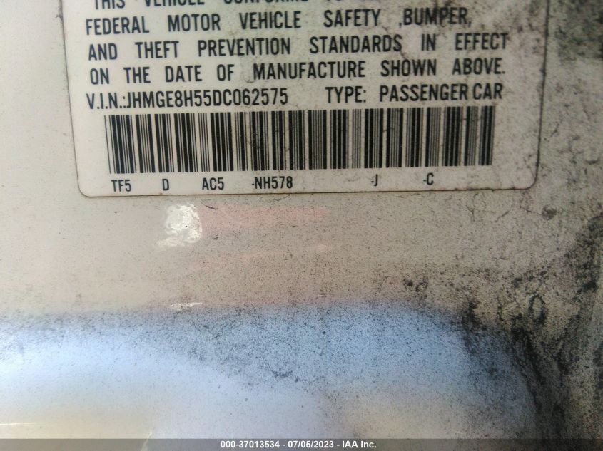 2013 HONDA FIT SPORT - JHMGE8H55DC062575