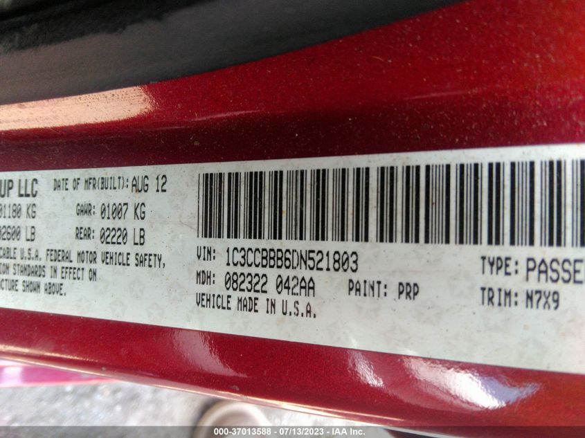 2013 CHRYSLER 200 TOURING - 1C3CCBBB6DN521803