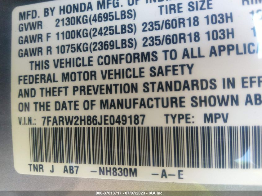 2018 HONDA CR-V EX-L - 7FARW2H86JE049187