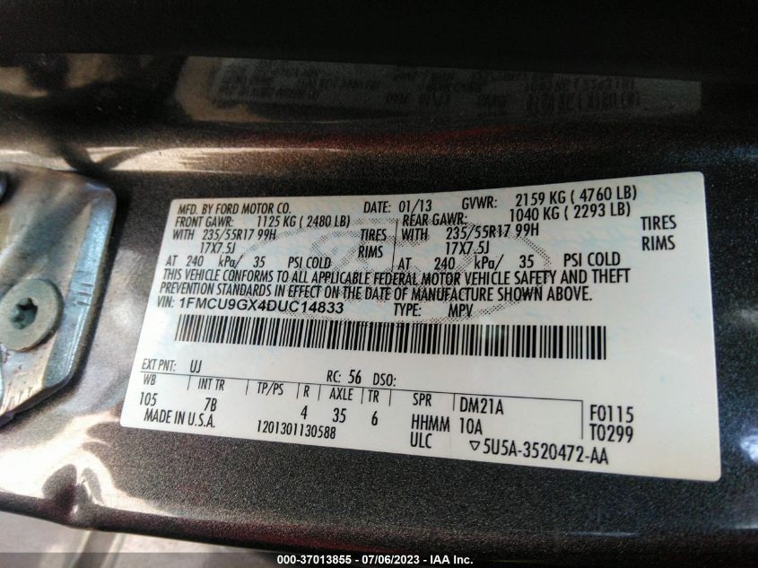 2013 FORD ESCAPE SE - 1FMCU9GX4DUC14833