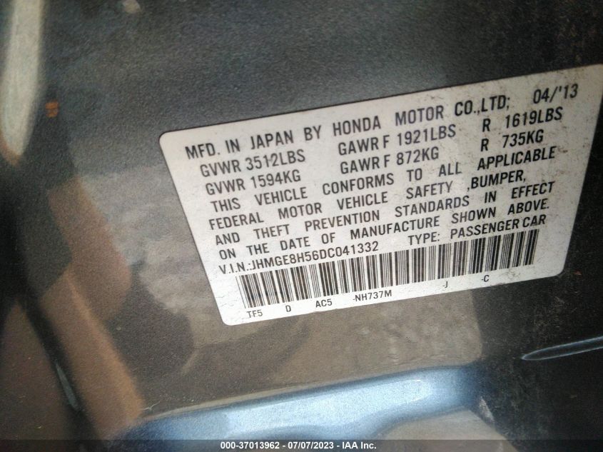 2013 HONDA FIT SPORT - JHMGE8H56DC041332