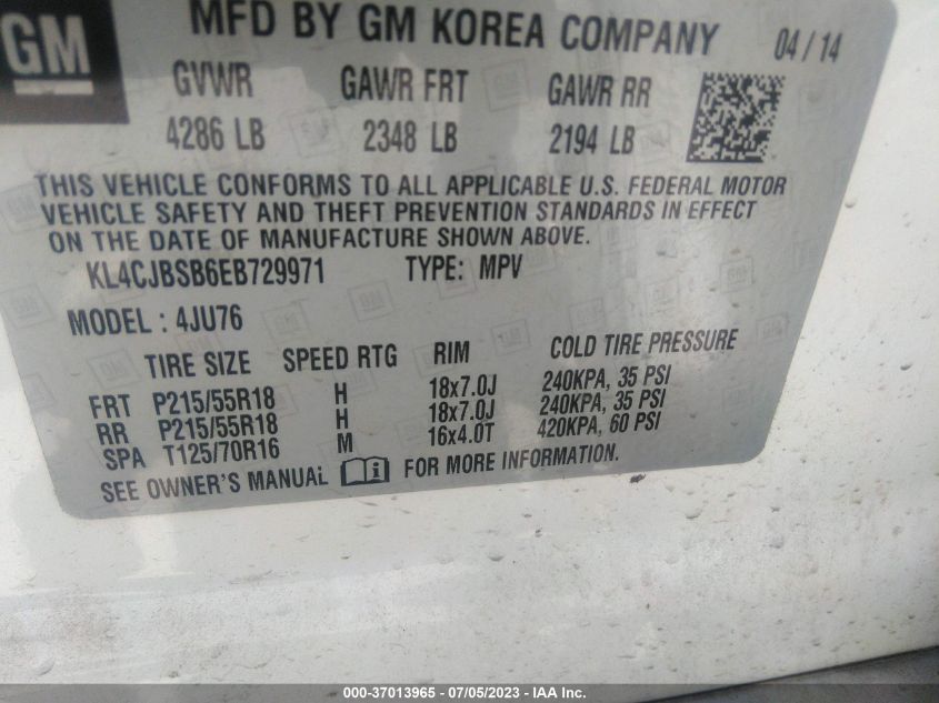 2014 BUICK ENCORE CONVENIENCE - KL4CJBSB6EB729971