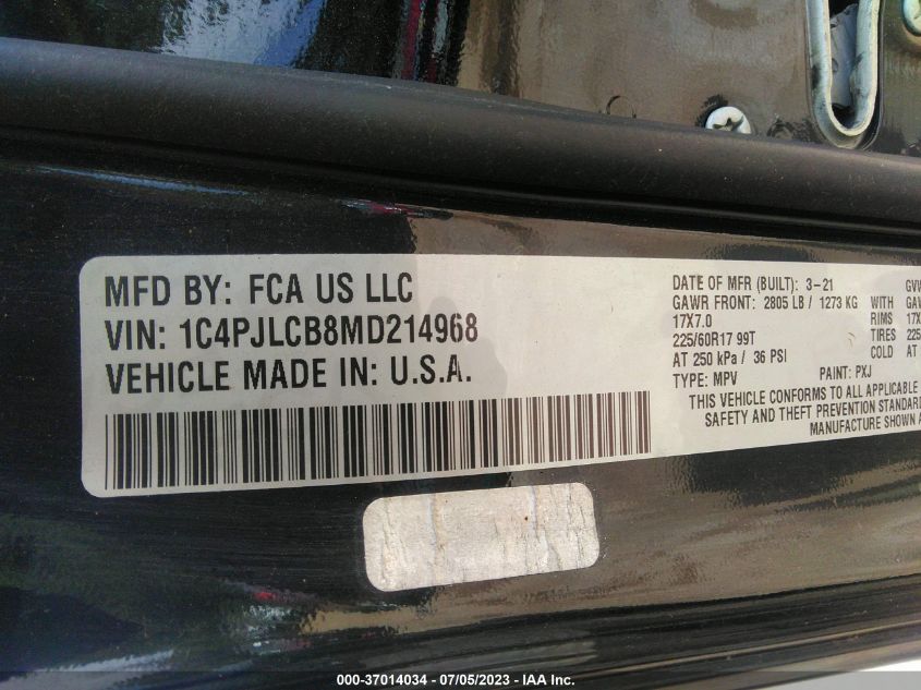 2021 JEEP CHEROKEE LATITUDE - 1C4PJLCB8MD214968