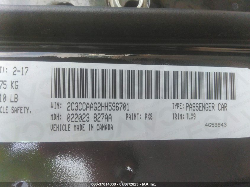 2017 CHRYSLER 300 LIMITED - 2C3CCAAG2HH596701