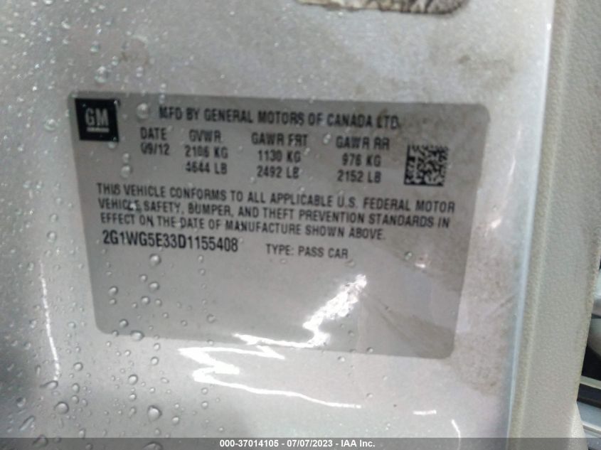 2013 CHEVROLET IMPALA LT - 2G1WG5E33D1155408