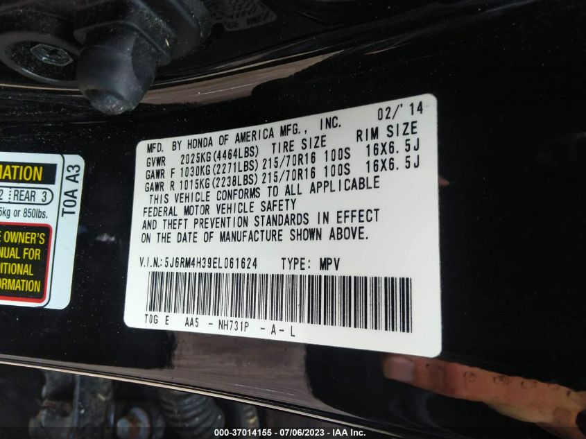 2014 HONDA CR-V LX - 5J6RM4H39EL061624