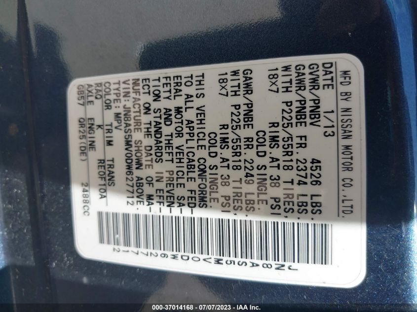 2013 NISSAN ROGUE SL - JN8AS5MV0DW627712