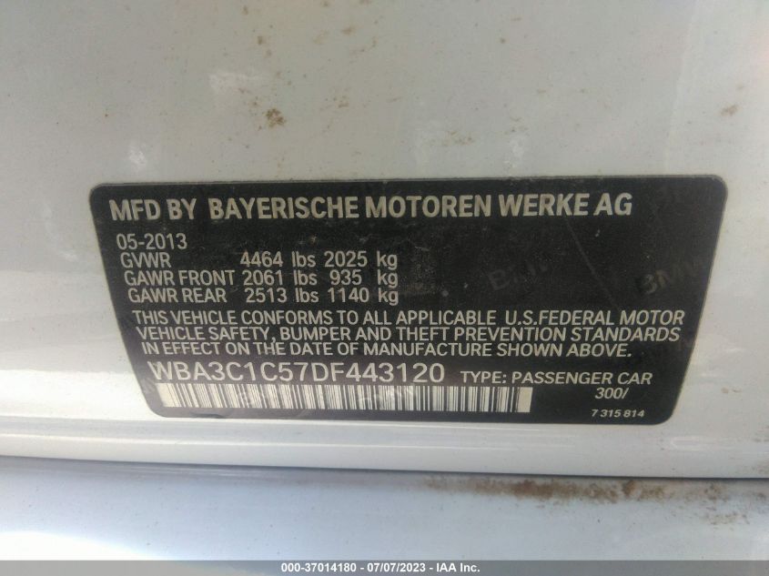 2013 BMW 328I - WBA3C1C57DF443120