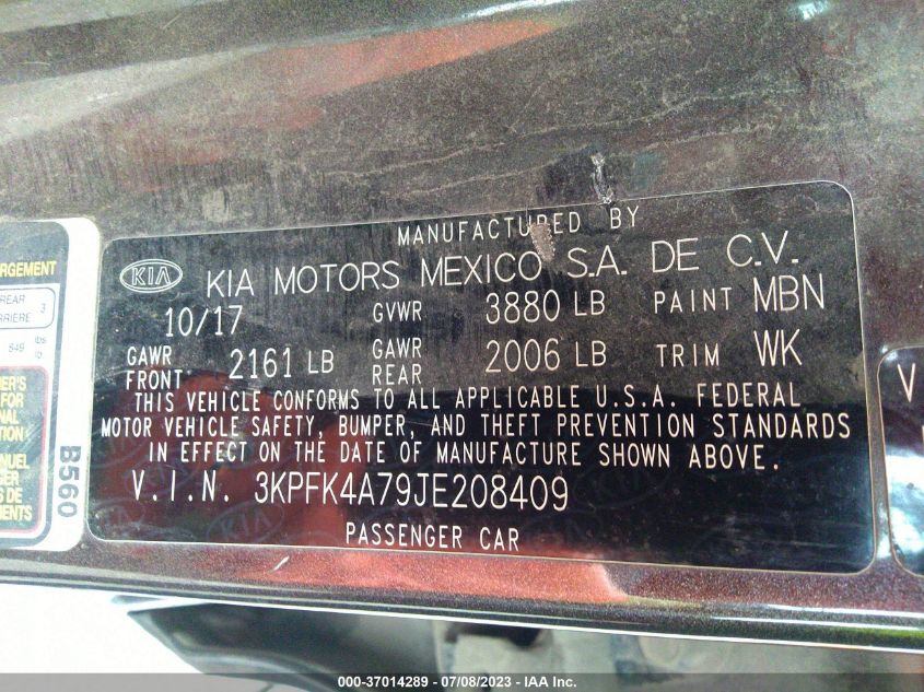 2018 KIA FORTE LX - 3KPFK4A79JE208409