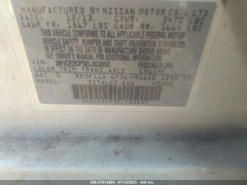 2014 NISSAN VERSA NOTE S PLUS - 3N1CE2CP3EL403552