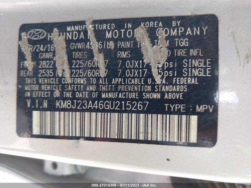 2016 HYUNDAI TUCSON SE - KM8J23A46GU215267