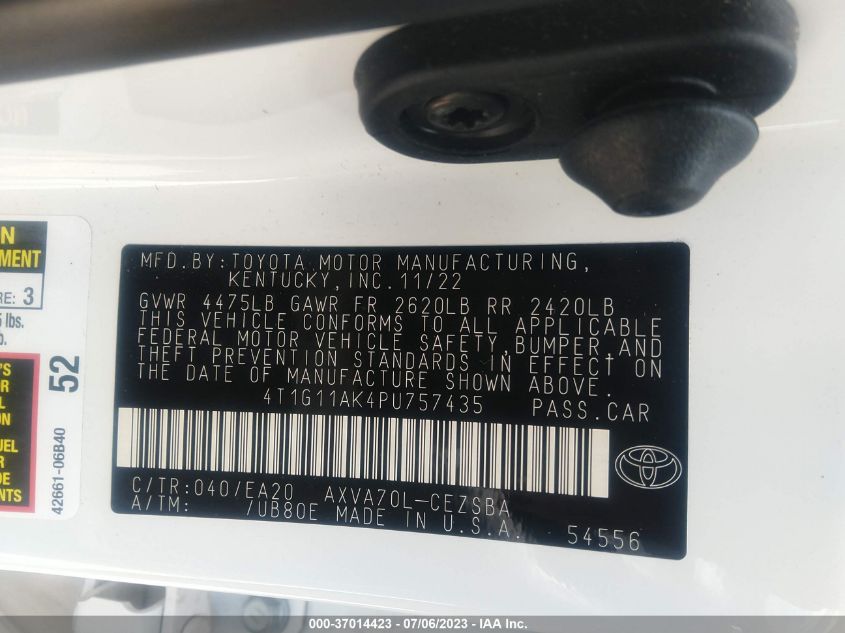 2023 TOYOTA CAMRY SE/SE NIGHTSHADE - 4T1G11AK4PU757435