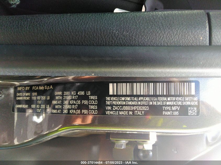 2017 JEEP RENEGADE LATITUDE - ZACCJBBB3HPE62823