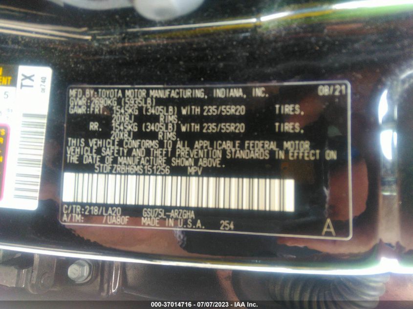 2021 TOYOTA HIGHLANDER PLATINUM - 5TDFZRBH6MS151256